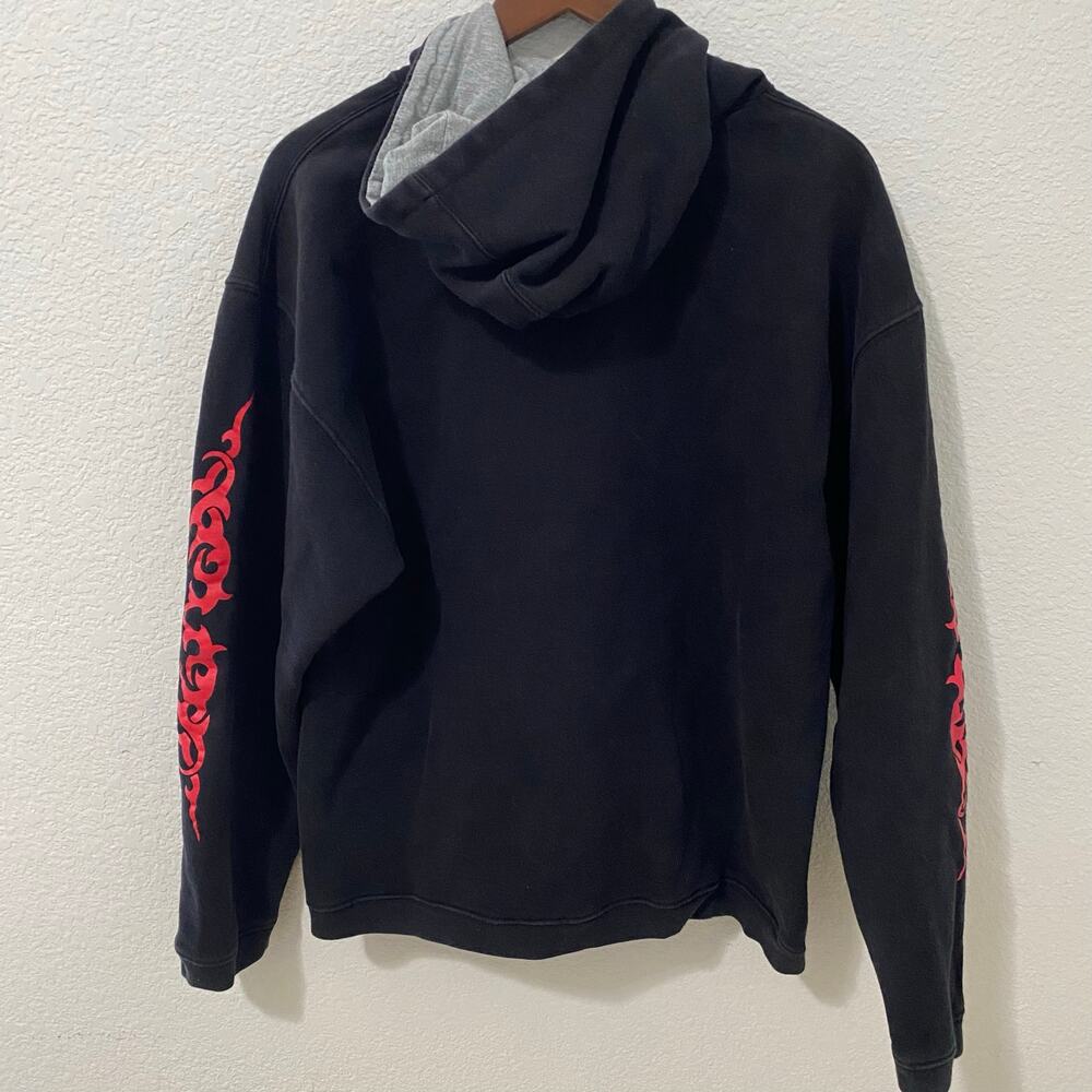 Vintage Outlooks Tribal Spider Hoodie Black Red Graphic Streetwear XL - Picture 2 of 9
